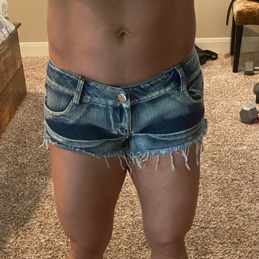 Denim cut off booty shorts
